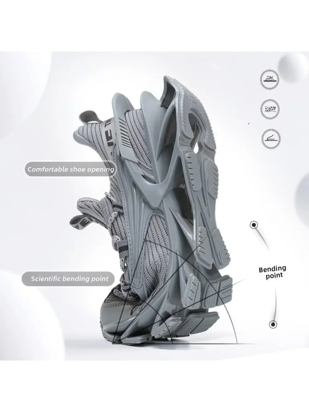 Men's Grey Walking Shoes Casual Fashion Lace Up Blade Tennis Running Sneakers